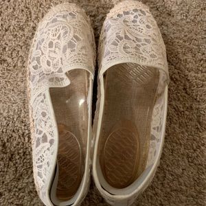Anthropologie: Ivory lace espadrilles